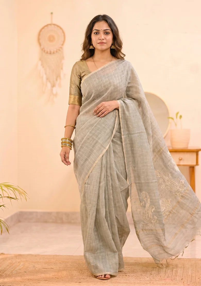 Sage Grey Saree